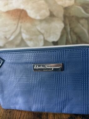 Salvatore Ferragamo Navy Unisex Travel Pouch